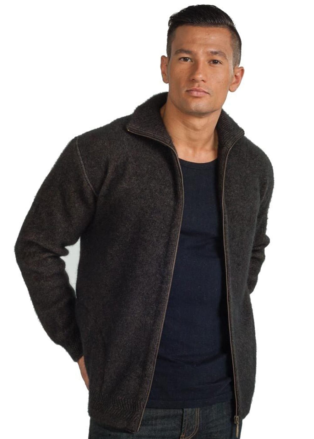 Possum Merino Mens Zip Jacket  Mens Knitwear  Ecowool