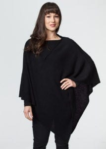 Possum merino long poncho Black - Ecowool