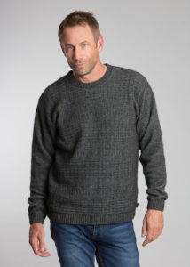 possum merino mens textured jumper grey - ecowool