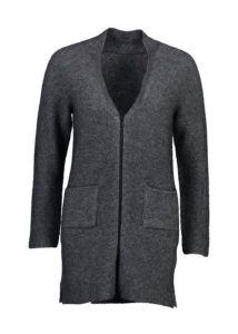 possum merino longline zip cardigan pewter - ecowool