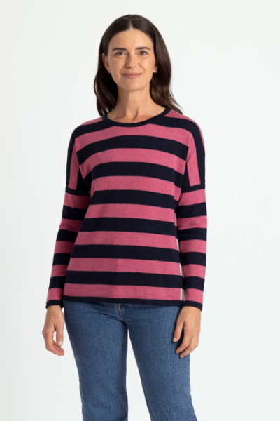 RM2592 Striped Drop Shoulder Jumper Geranium